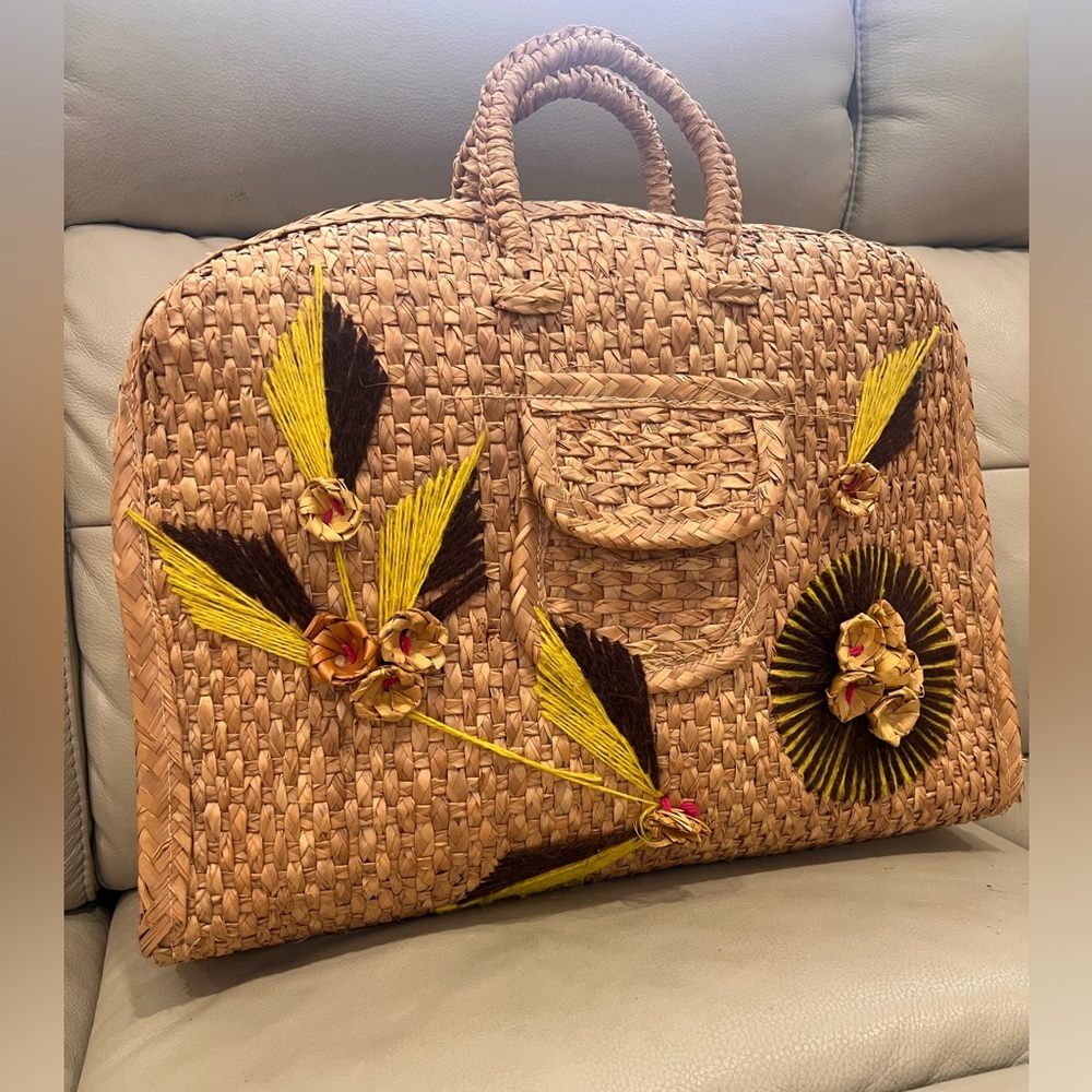 DOUBLE HANDLE STRAW PURSE